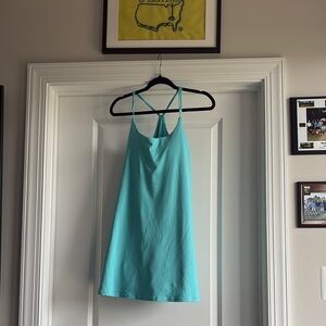 Turquoise Strappy tennis dress with built in shorts and bra